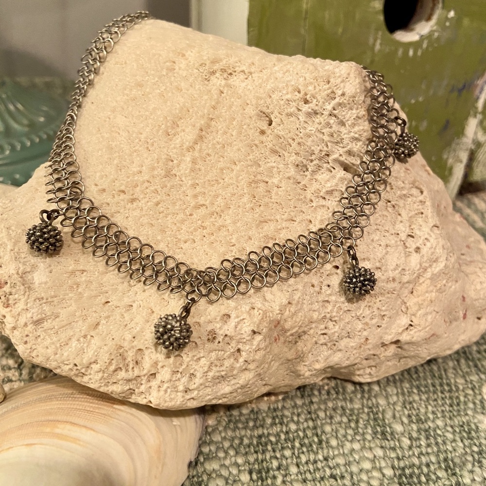 Silver Mesh Chocker Necklace
